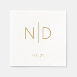 Eenvoudig Elegant Monogram Gold Weddenschap met Da Servet