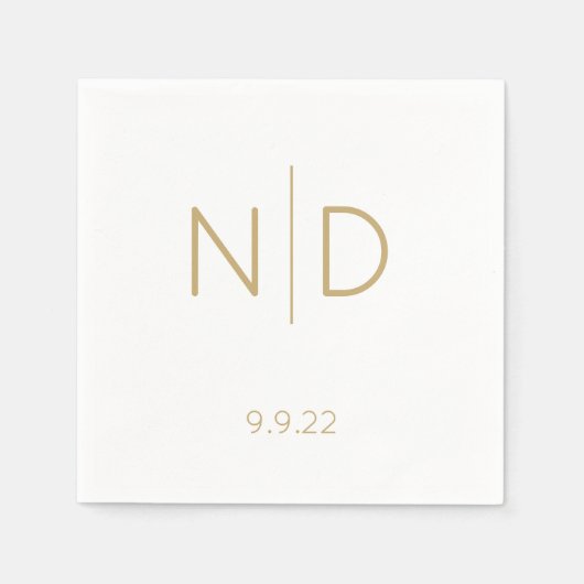 Eenvoudig Elegant Monogram Gold Weddenschap met Da Servet (Voorkant)