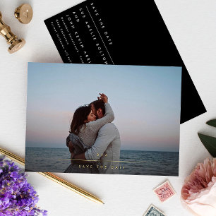 Eenvoudig Elegant Monogram Goud Foto Save The Date Folie Uitnodiging