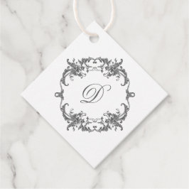 Eenvoudig Elegant Monogram Initiaal in Barok Lijst Bedankjes Labels