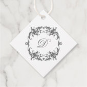 Eenvoudig Elegant Monogram Initiaal in Barok Lijst Bedankjes Labels (Voorkant)