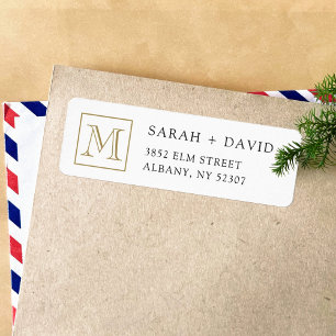 Eenvoudig elegant monogram Initiaal retouradres Etiket