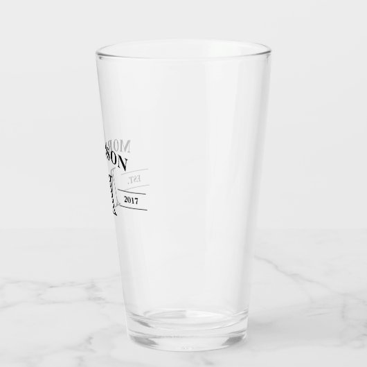 Eenvoudig Elegant Monogram & Jaar Glas (Links)