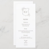 Eenvoudig Elegant Monogram kuif Bruiloft Menu (Voorkant / Achterkant)