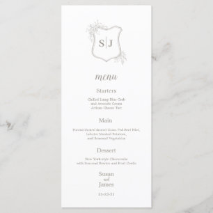 Eenvoudig Elegant Monogram kuif Bruiloft Menu