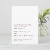 Eenvoudig Elegant Monogram Maroon Burgundy Wedding Kaart (Staand voorkant)