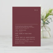 Eenvoudig Elegant Monogram Maroon Burgundy Wedding Kaart (Staand voorkant)