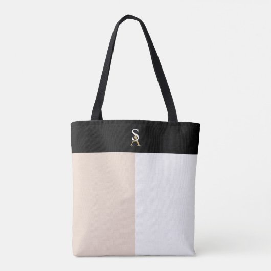 Eenvoudig Elegant Monogram Meisje met drie rasterk Tote Bag (Achterkant)
