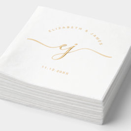 Eenvoudig Elegant Monogram Minimalistisch Huwelijk Folie Servetten