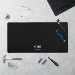 Eenvoudig Elegant Monogram Minimalistisch Zwart en Bureaumat