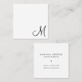 Eenvoudig Elegant Monogram Modern Vierkante Visitekaartje (Voorkant / Achterkant)