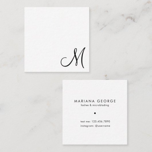 Eenvoudig Elegant Monogram Modern Vierkante Visitekaartje (Voorkant / Achterkant)