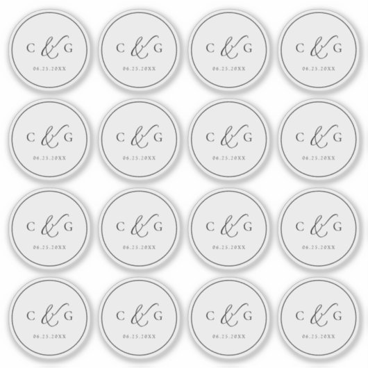 Eenvoudig Elegant Monogram Modern Wedding Transpar Sticker (Voorkant)