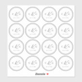 Eenvoudig Elegant Monogram Modern Wedding Transpar Sticker (Vel)