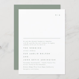 Eenvoudig Elegant Monogram Moss Green Wedding Kaart
