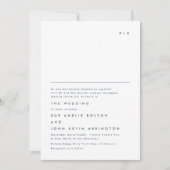 Eenvoudig Elegant Monogram Navy Blue White Wedding Kaart (Voorkant)