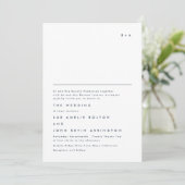 Eenvoudig Elegant Monogram Navy Blue White Wedding Kaart (Staand voorkant)