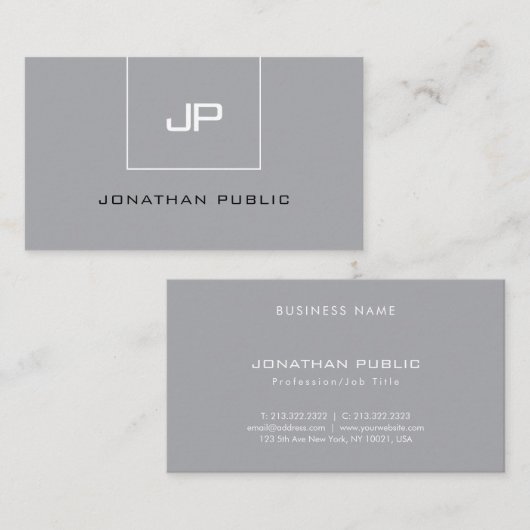 Eenvoudig elegant monogram Professional Modern Gre Visitekaartje (Voorkant / Achterkant)