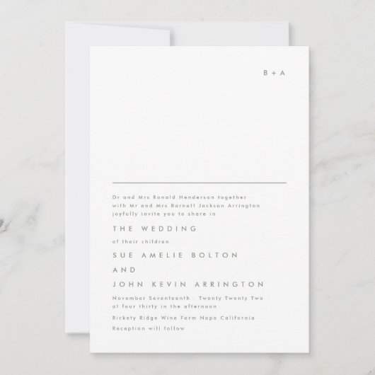 Eenvoudig Elegant Monogram Sage Green Wedding Kaart (Voorkant)