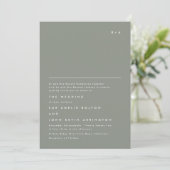 Eenvoudig Elegant Monogram Sage Green Wedding Kaart (Staand voorkant)