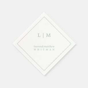 Eenvoudig Elegant Monogram Saliegroen Huwelijk Servet