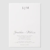 Eenvoudig Elegant Monogram & Script Overlay Weddin Vellum Uitnodigingen (Voorkant)