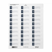 Eenvoudig Elegant Monogram Smoky Navy Retouradres Etiket (Full Sheet)
