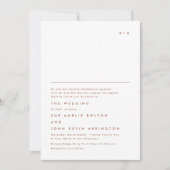 Eenvoudig Elegant Monogram Terracotta White Weddin Kaart (Voorkant)