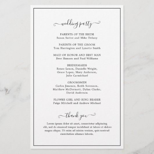 Eenvoudig Elegant Monogram Trouwprogramma voor een Flyer (Achterkant)