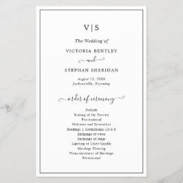 Eenvoudig Elegant Monogram Trouwprogramma voor een Flyer