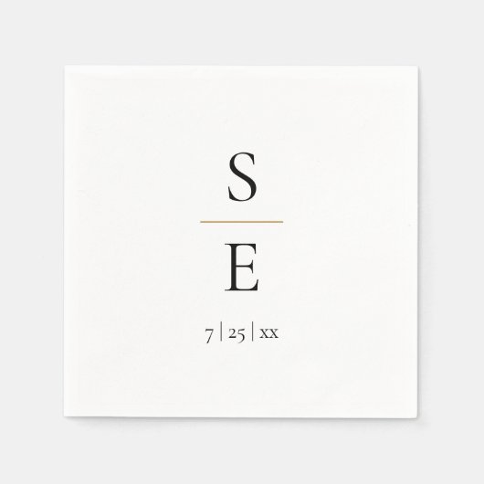 Eenvoudig Elegant Monogram Trouwservetten Servet (Voorkant)
