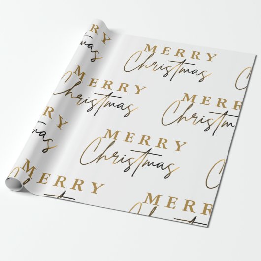 Eenvoudig Elegant Monogram Vrolijk Kerstfeest Cadeaupapier (Uitgerold)