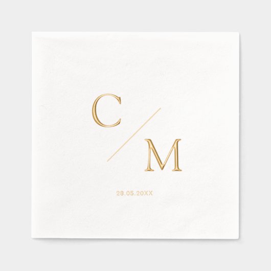 Eenvoudig Elegant Monogram Weddenschap Folie Servetten (Voorkant)