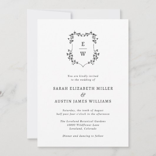 Eenvoudig Elegant Monogram Weddenschap Kaart (Voorkant)