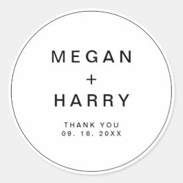 Eenvoudig Elegant Monogram Weddenschap Ronde Sticker