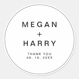 Eenvoudig Elegant Monogram Weddenschap Ronde Sticker
