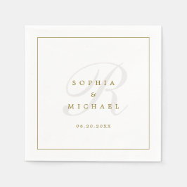 Eenvoudig Elegant Monogram Weddenschap Servet