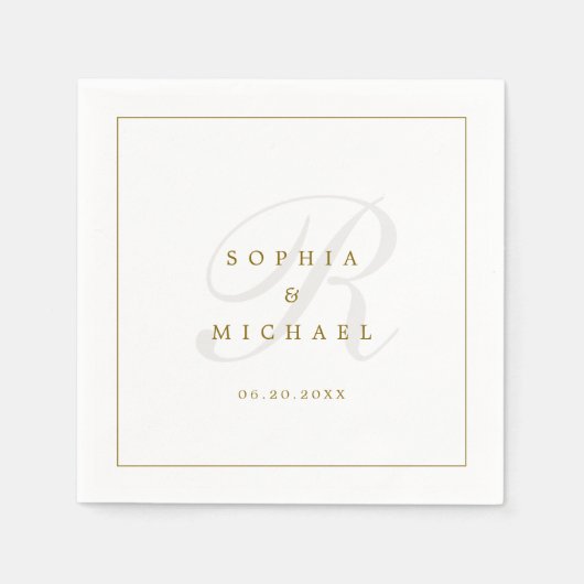 Eenvoudig Elegant Monogram Weddenschap Servet (Voorkant)
