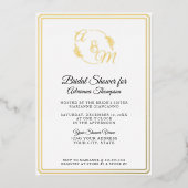 Eenvoudig Elegant Monogram Wit n Goud Vrijgezellen Folie Uitnodiging (Voorkant)