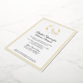 Eenvoudig Elegant Monogram Wit n Goud Vrijgezellen Folie Uitnodiging (Gedraaid)