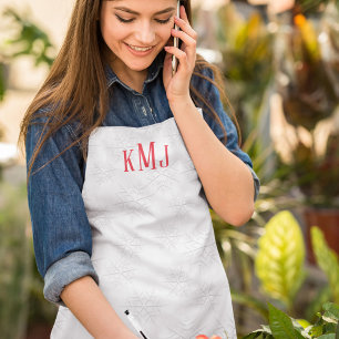 Eenvoudig Elegant Monogram Zilveren Winter Sneeuwv Schort
