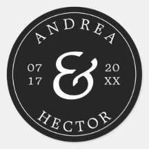 Eenvoudig Elegant Monogram Zwart Wit Envelopzegel