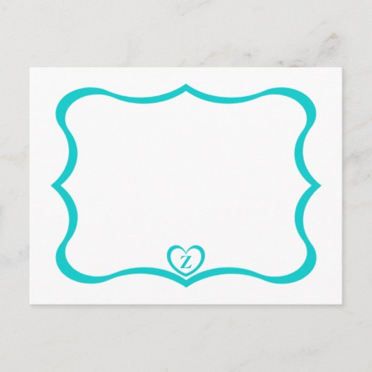 Eenvoudig Elegant Monogramed Briefkaart #Blauwgroe (Voorkant)