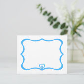 Eenvoudig Elegant Monogramed Briefkaart #Blue (Staand voorkant)
