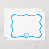 Eenvoudig Elegant Monogramed Briefkaart #Blue (Voorkant / Achterkant)