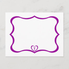 Eenvoudig Elegant Monogramed Briefkaart #Paars