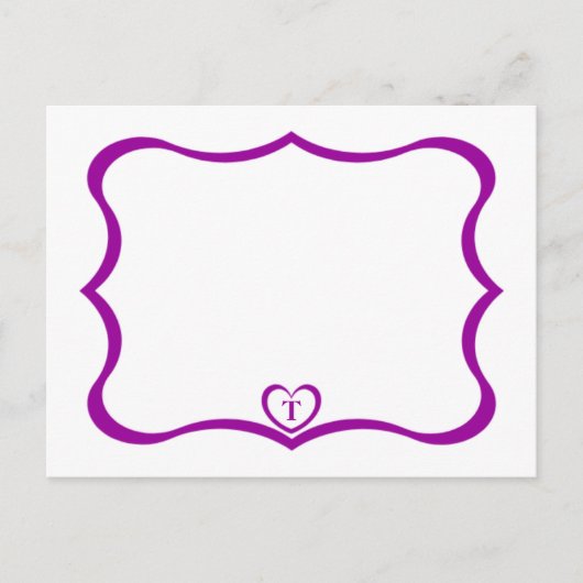 Eenvoudig Elegant Monogramed Briefkaart #Paars (Voorkant)