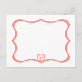 Eenvoudig Elegant Monogramed Briefkaart #Peach