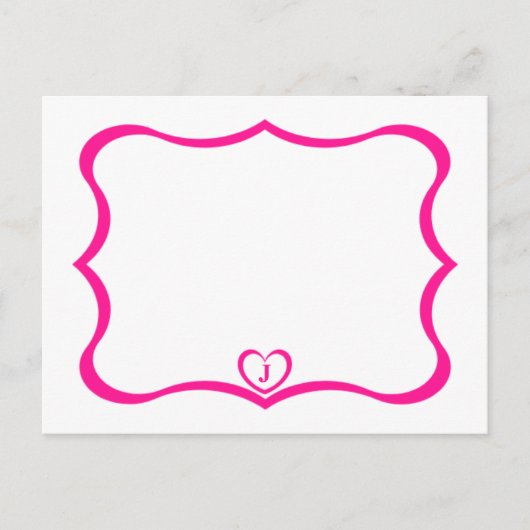Eenvoudig Elegant Monogramed Briefkaart #Pink (Voorkant)