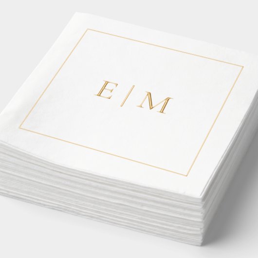 Eenvoudig Elegant Monogrammed Minimal Wedding Gold Folie Servetten (Detail)